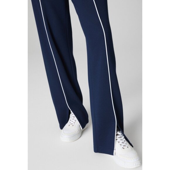 Spanx AirEssentials Pique Straight Leg Track Pant Timeless Navy High-Rise Sweats - Picture 4 of 9